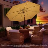 Sombrilla de patio con luz, carga solar, redonda de 120 cm Beige – Costway