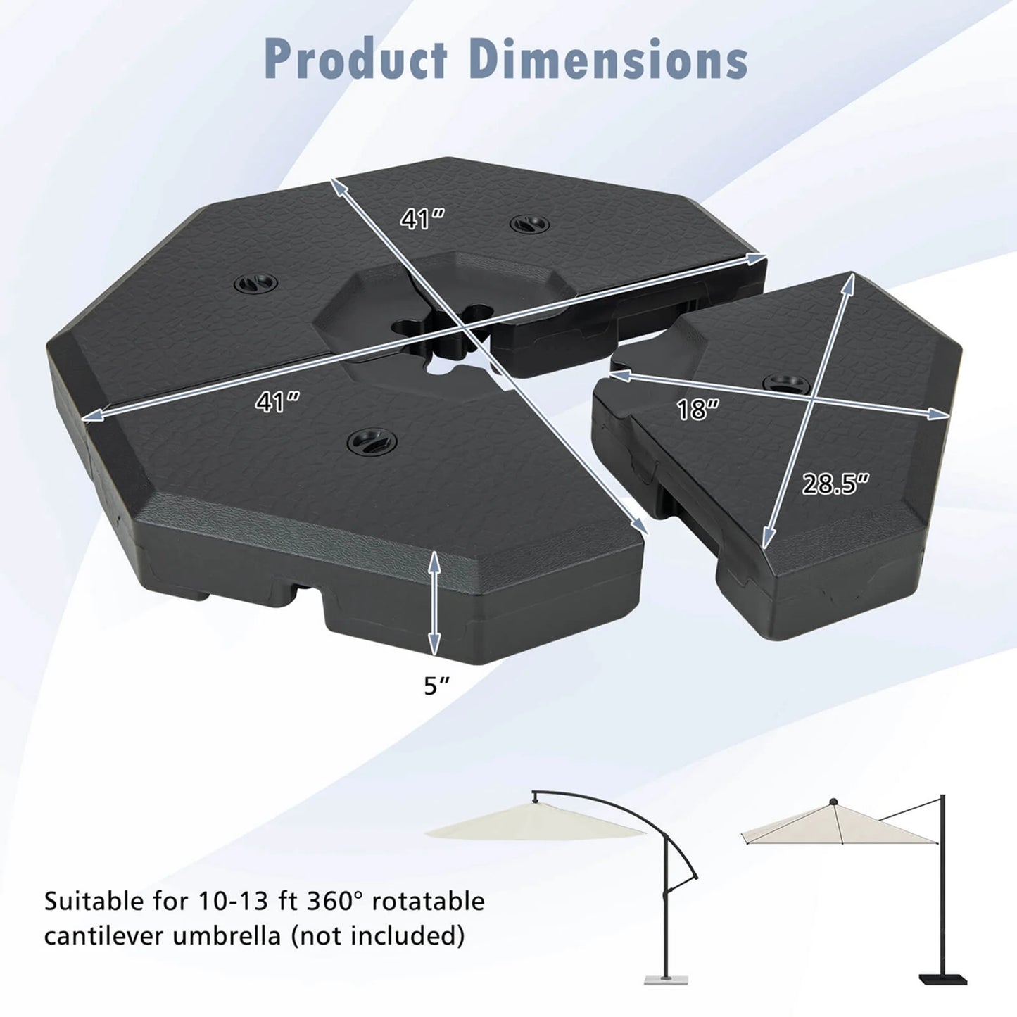 Set de 4 pesos para sombrilla de patio offset de hasta 100kg. – Costway
