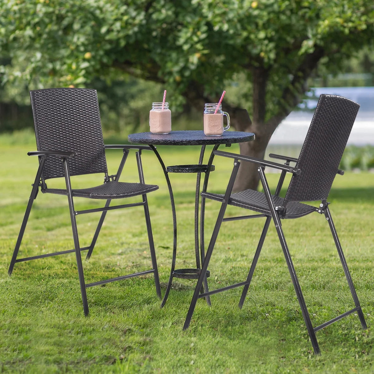 Set de 4 Sillas altas, Plegables de Rattan Patiojoy