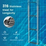 Escalera para piscina ó bote, plegable de acero 4 peldaños 218×25×10 cm – Costway
