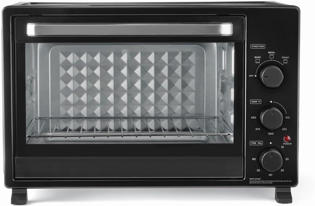 Horno tamaño familiar de 6 rebanadas de 1500 watts. Color negro, MAINSTAYS.