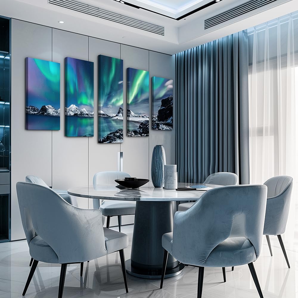 Canvas decorativo paisaje azul aurora 120 × 80 cm – Arte mural grande