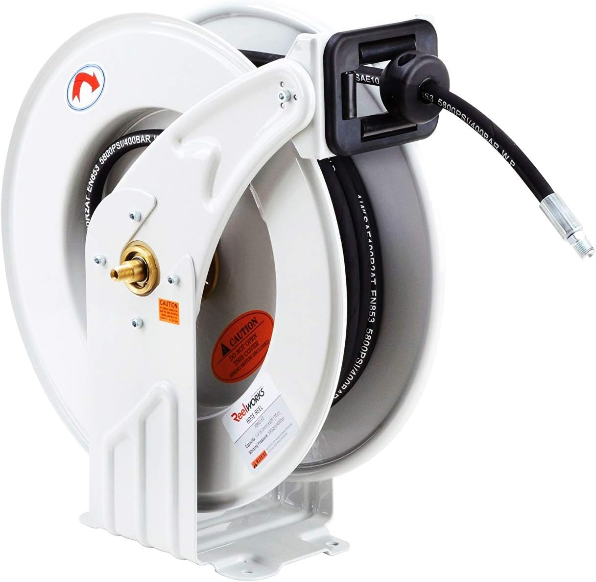 Manguera de aceite con carrete retráctil, de 1/2 pulgada, 15 metros, SAE100R1AT 2320 MAX PSI. ReelWorks