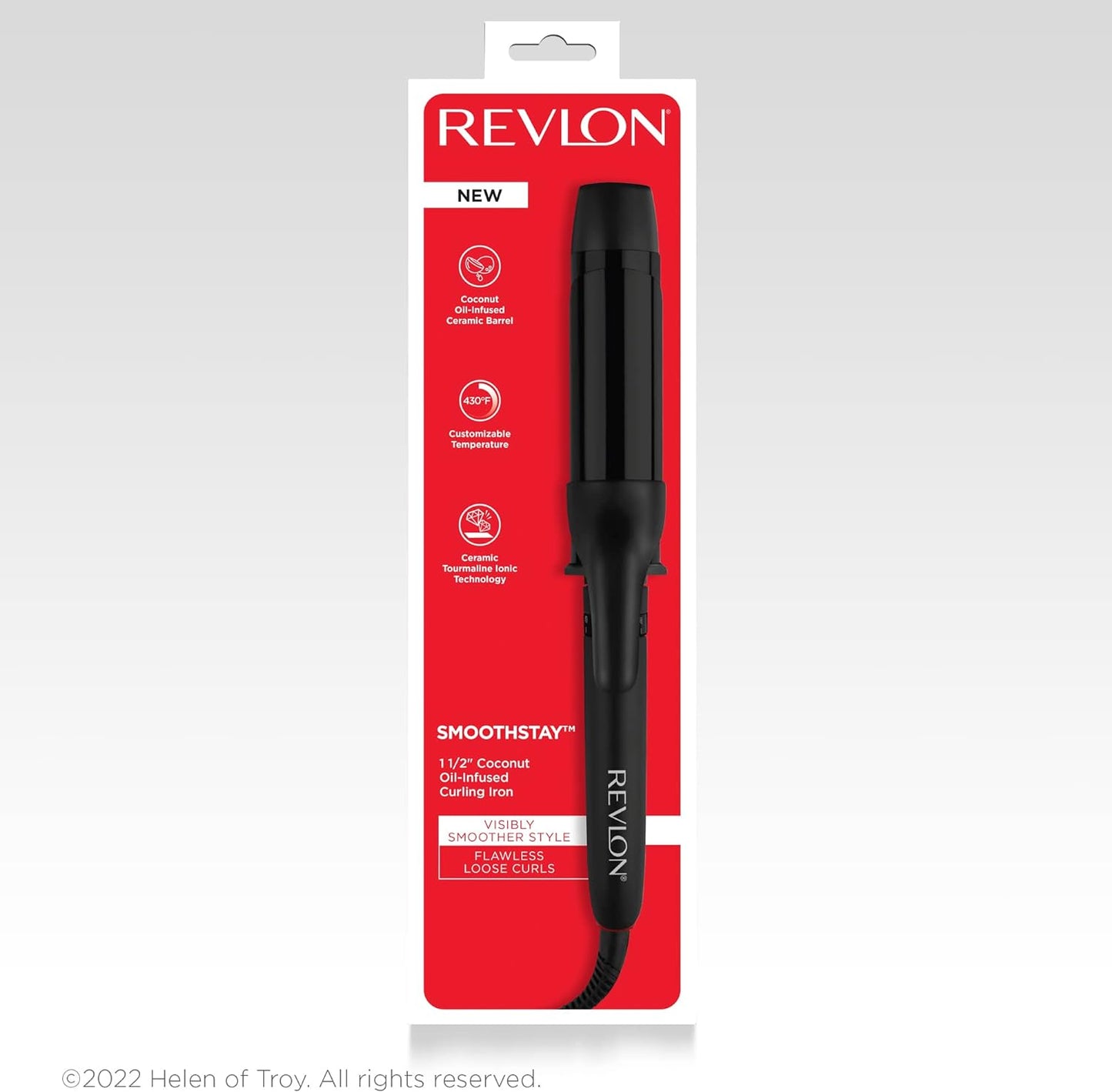 Rizadora de 1 1/2 pulgadas, con infusión de aceite de coco. Revlon