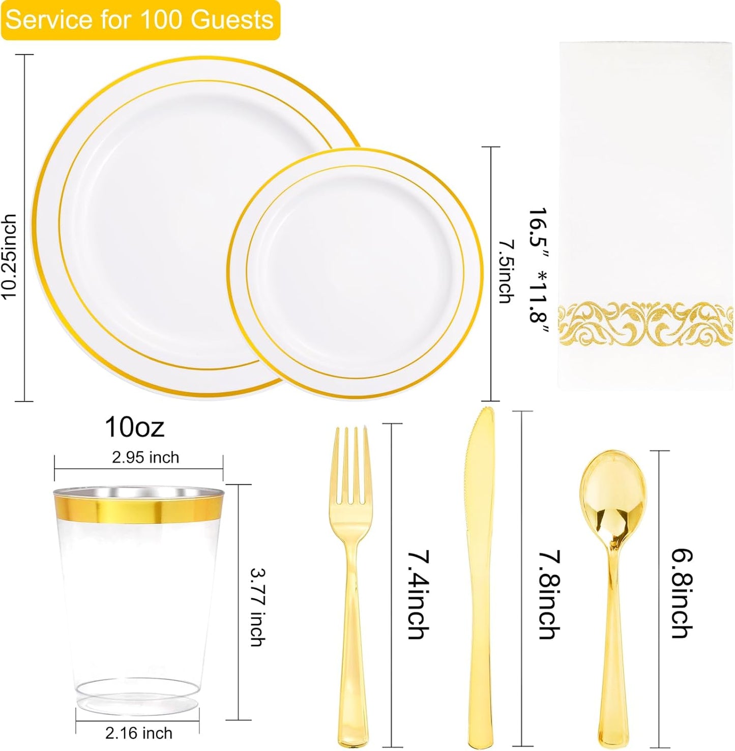 Juego de vajilla dorada desechable para Fiestas, mastrimonios catering, etc – 700 Piezas