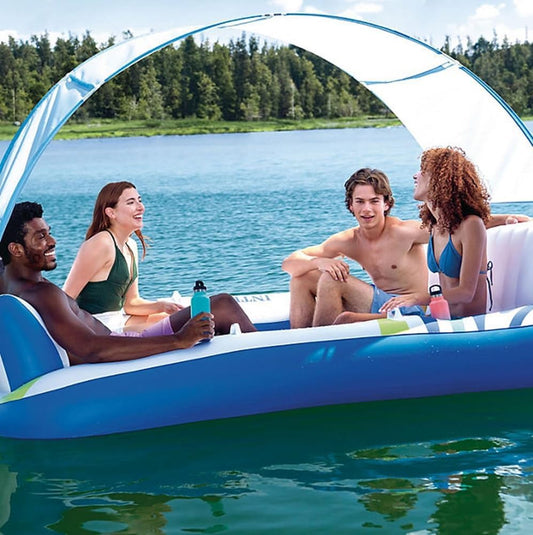 Inflable/Isla flotante para 4 personas para piscina, mar ó lago, con toldo. Intex