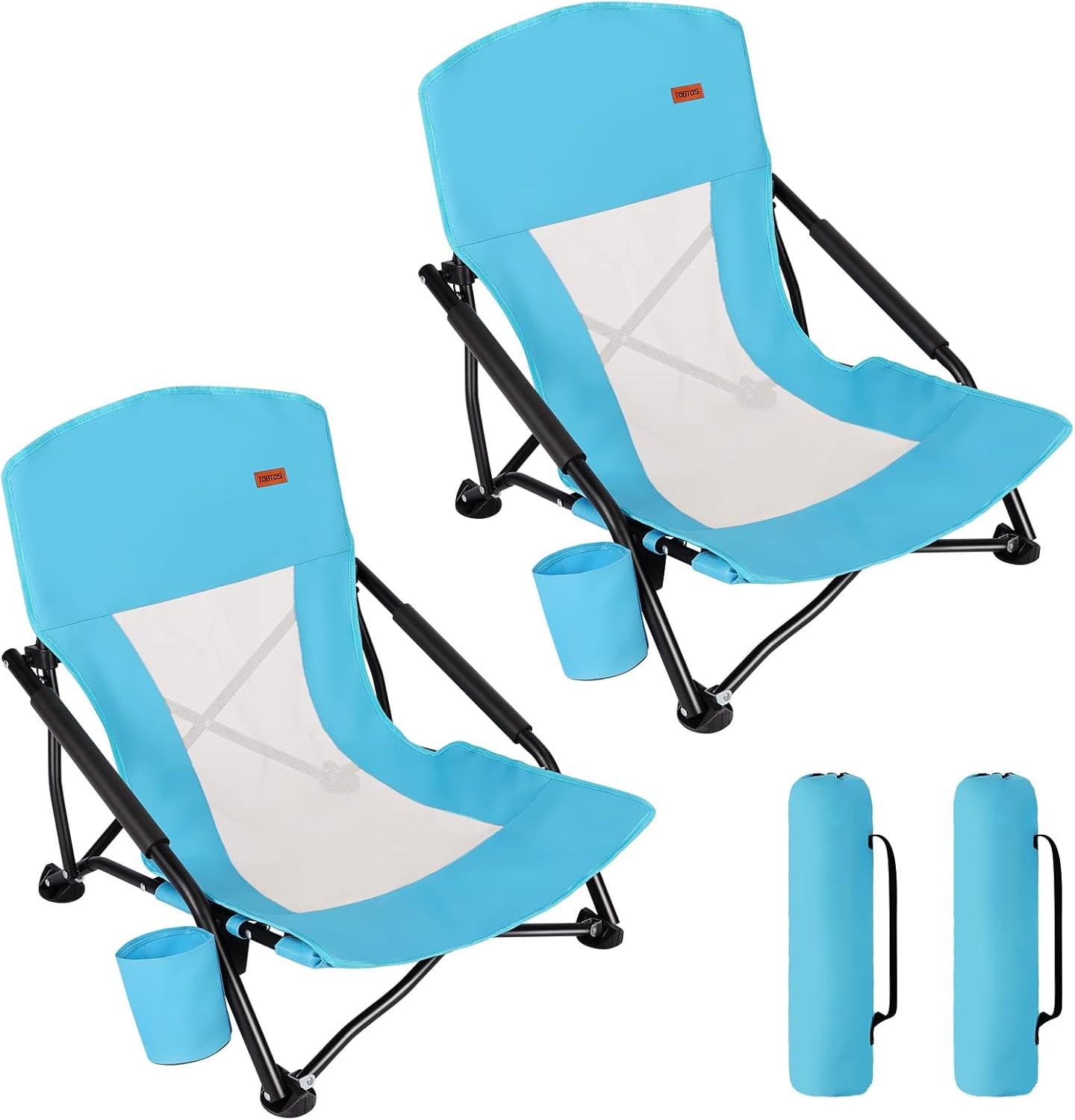 Sillas de Playa TOBTOS (Set 2) – Plegables con Portavasos