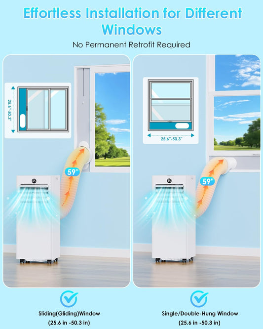 Aire Acondicionado Portátil 3 en 1 de 8,000 BTU — AC, Ventilador y Deshumidificador