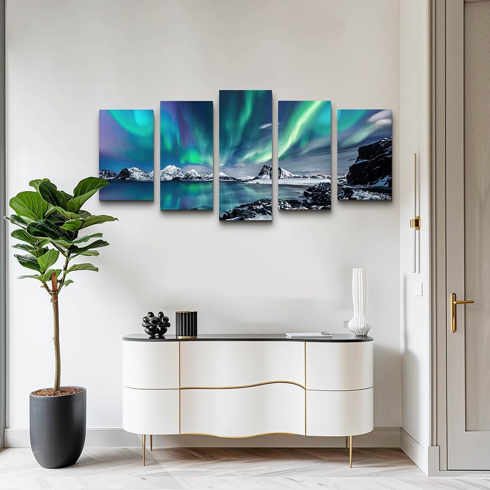 Canvas decorativo paisaje azul aurora 120 × 80 cm – Arte mural grande
