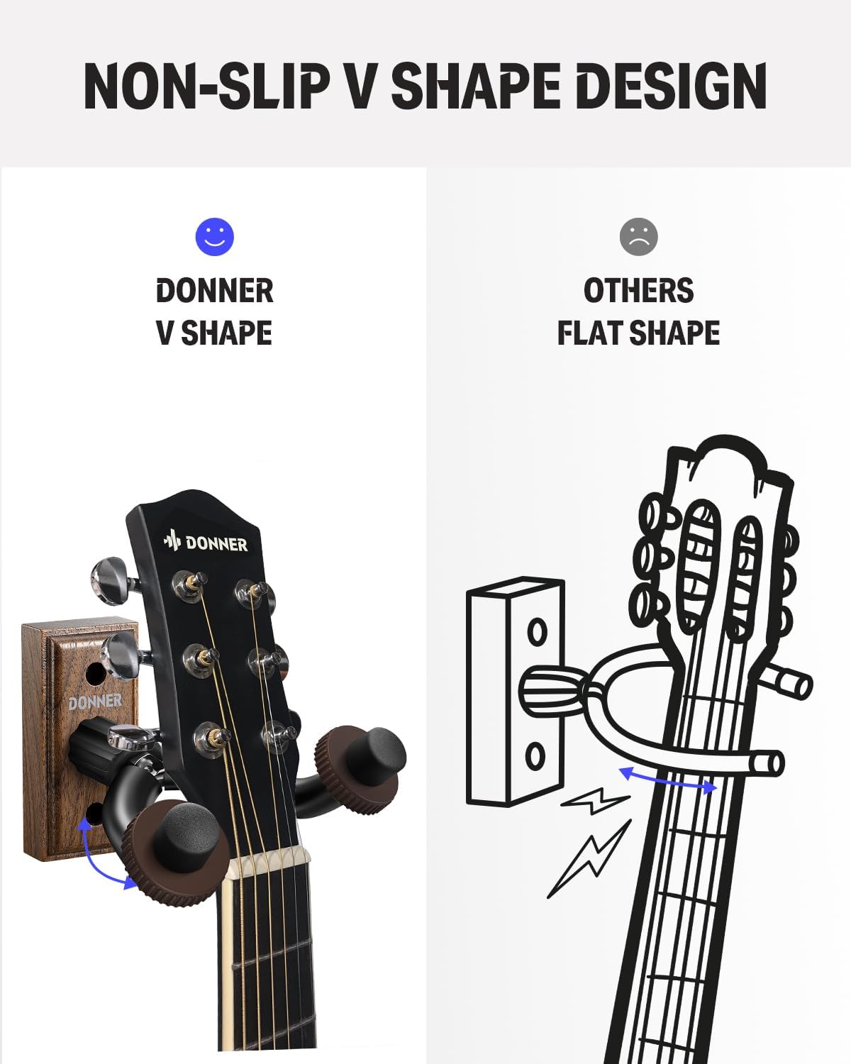 Soporte de pared para guitarras y bajos y otros instrumentos de cuerda, con base de madera. Donner