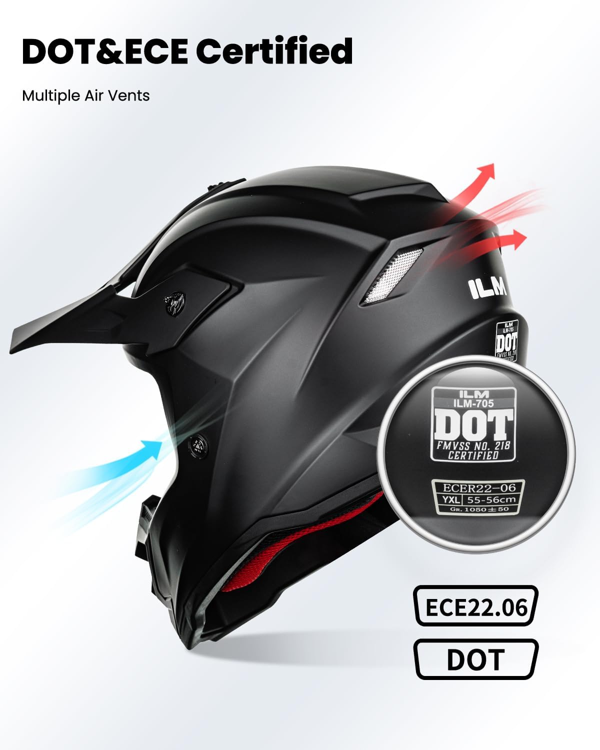 Casco juvenil motocross ABS / EPS DOT + ECE 22.06 – ILM