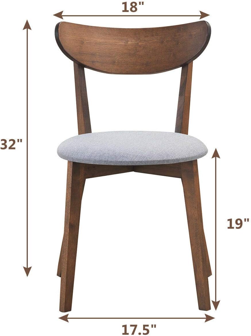 Set de 2 sillas tipo mid-century tapizado 83 × 79 × 89 cm gris – Costway