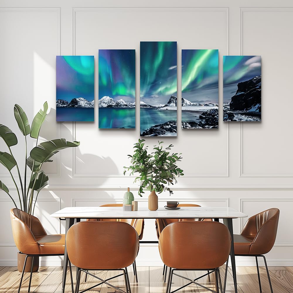 Canvas decorativo paisaje azul aurora 120 × 80 cm – Arte mural grande