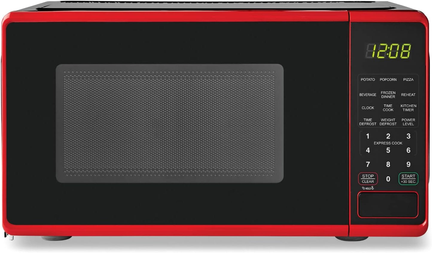 Microondas de 0.7, disponible en rojo con negro. Mainstays