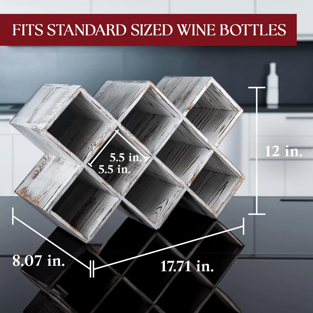 Estante rustico de madera para vinos, 8 botellas