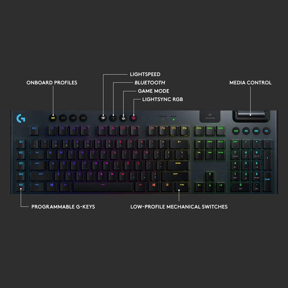 Teclado mecánico inalámbrico RGB. Logitech G915 LIGHTSPEED