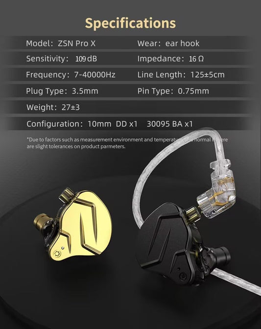 In ears KZ ZSN Pro X para monitoreo en vivo y en Studio. 1BA 1DD HiFi