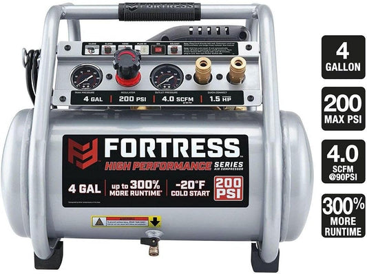 Compresor de Aire Portátil de 4 Galones (15L) 200 PSI, 4.0 SCFM, 1.5HP. FORTRESS