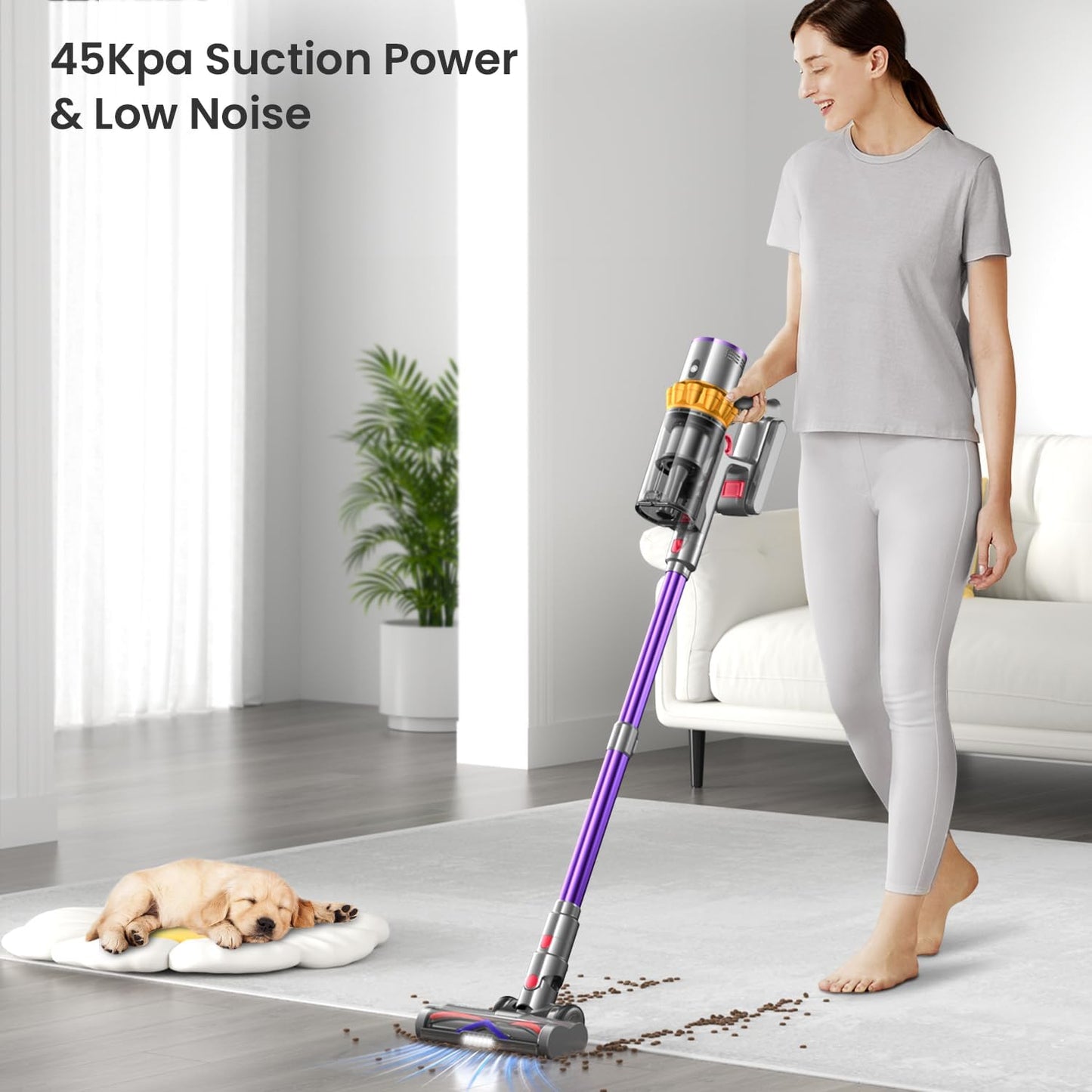 Aspiradora inalámbrica de mano con múltiples accesorios, 550 W/45 Kpa. Lirios