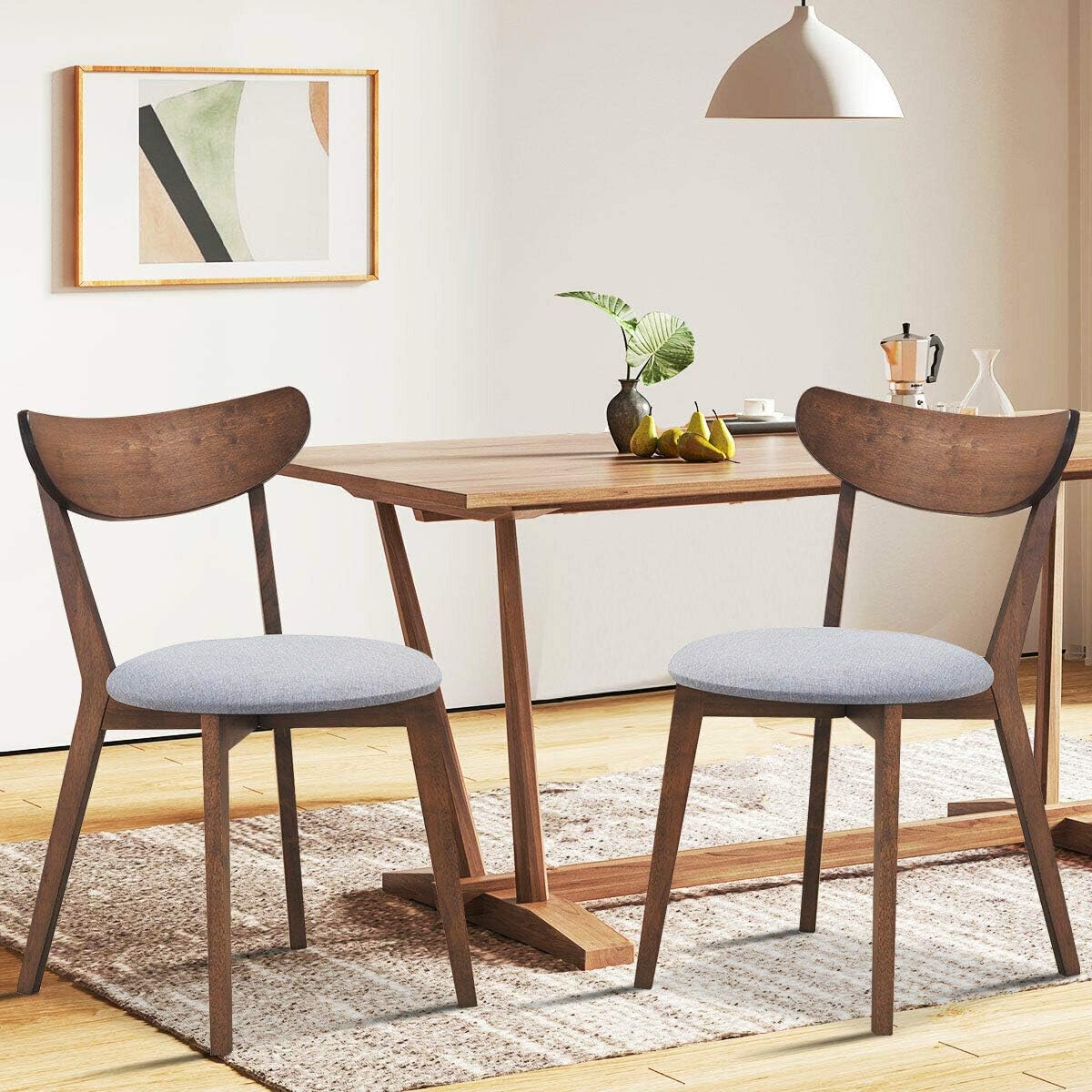 Set de 2 sillas tipo mid-century tapizado 83 × 79 × 89 cm gris – Costway