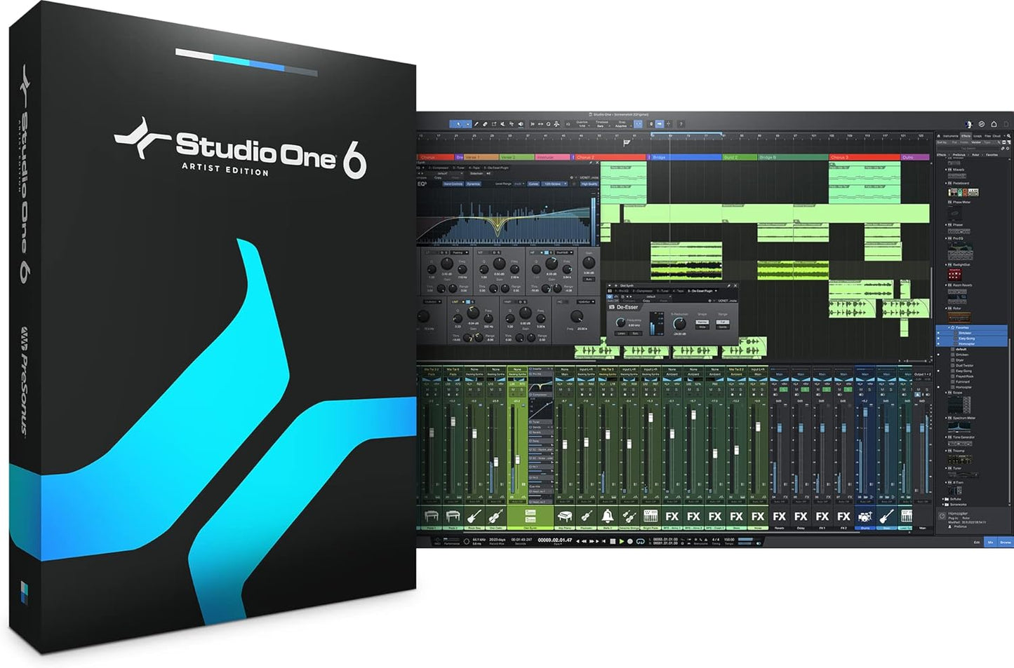 Interfaz de audio de 2 canales con entradas XLR, TRS,TS y MIDI, con DAW incluído. PreSonus Studio 24c 2x2