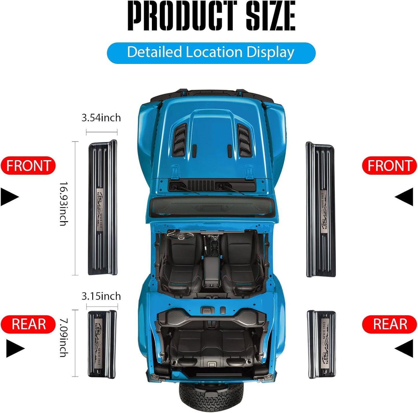Protectores de entrada de puerta de acero inóxidable, Jeep Wrangler JL JLU 2018-2025 y Gladiator JT 2020-2025