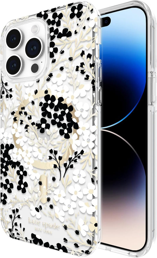 Estuche Magsafe antibacterial con protección de caídas para Iphone 14 Pro Max, estilo floreado. Kate Spade