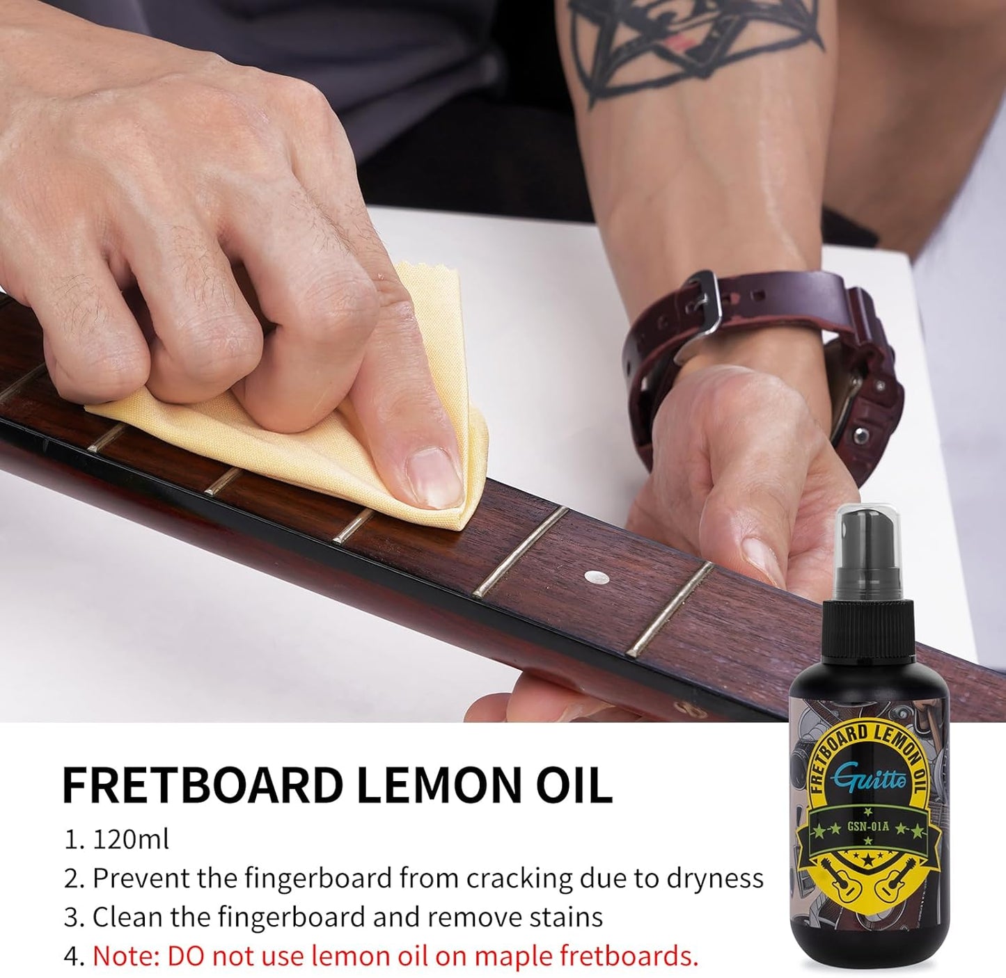 Kit todo en uno para limpieza de guitarras para limpiar, restaurar, proteger y pulir.