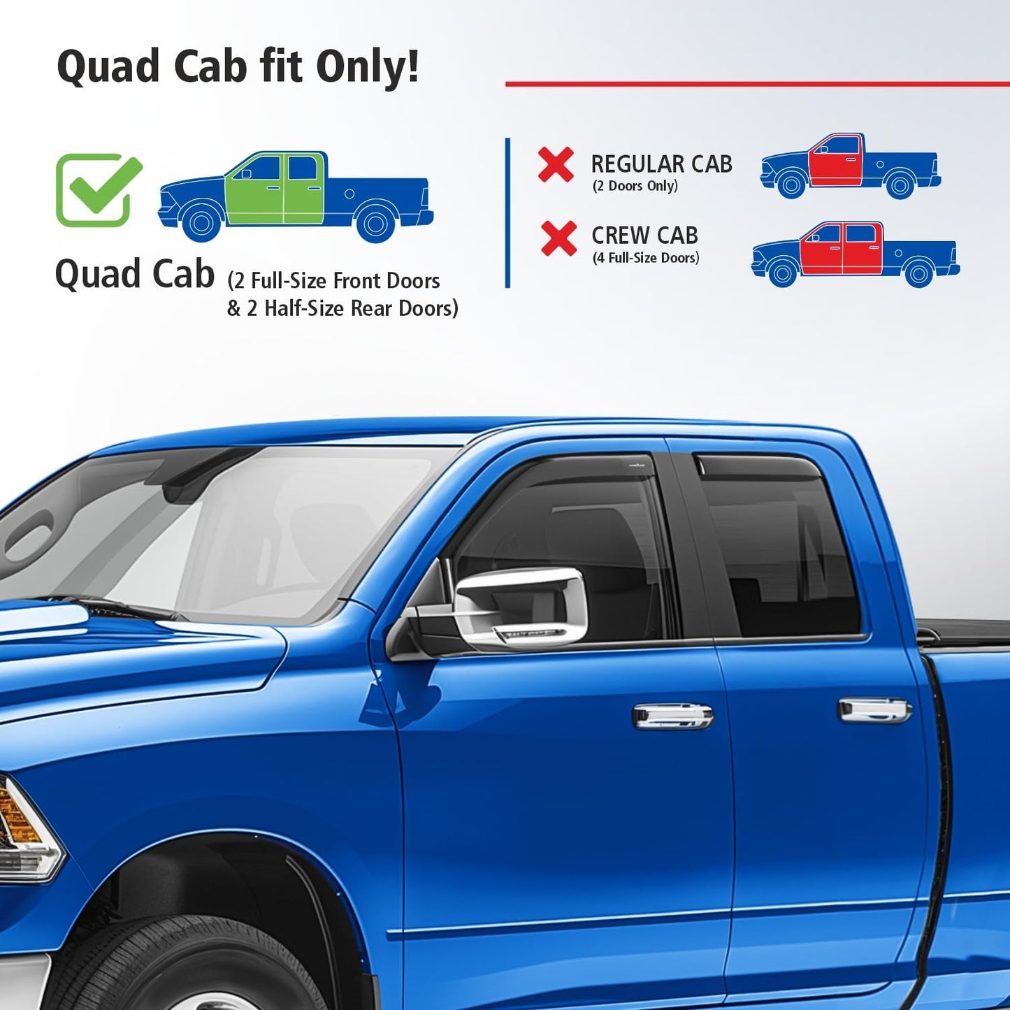 Visera/Deflectores de ventana laterales indestructibles para Dodge RAM 1500 2009-2018– Goodyear