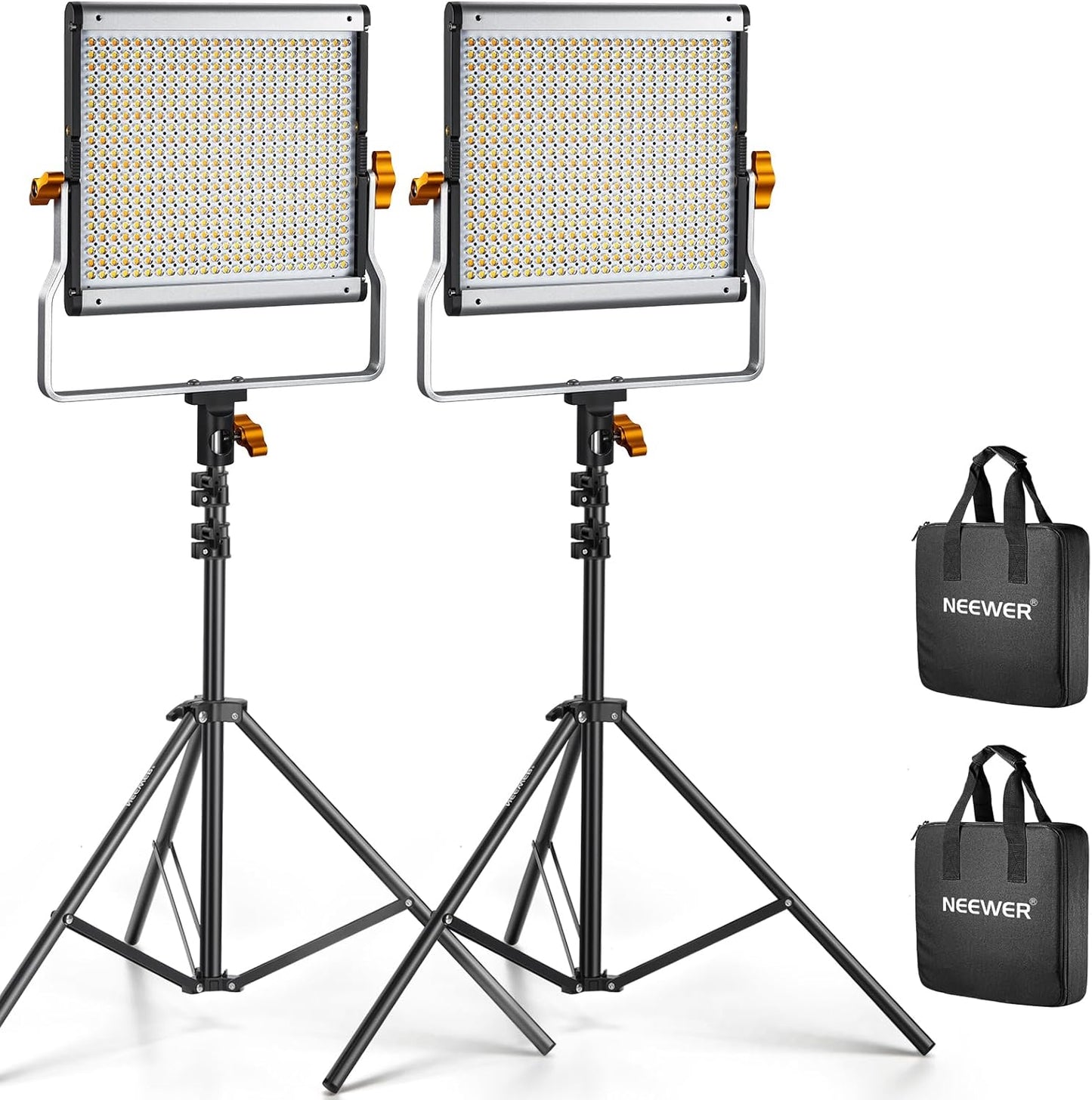 Neewer NL480. Iluminación LED Bicolor Compacta y Versátil. Kit de 2 luces, tripode y estuches