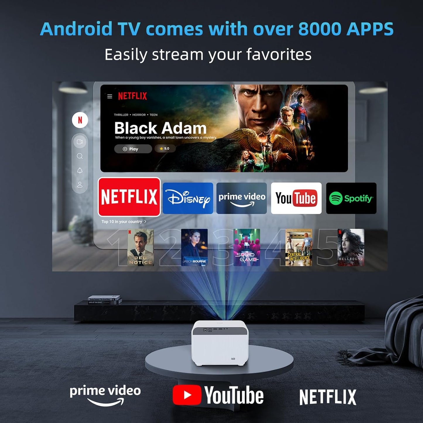 Proyector FunFlix A1 — 1080p, 800 ANSI, WiFi y Bluetooth