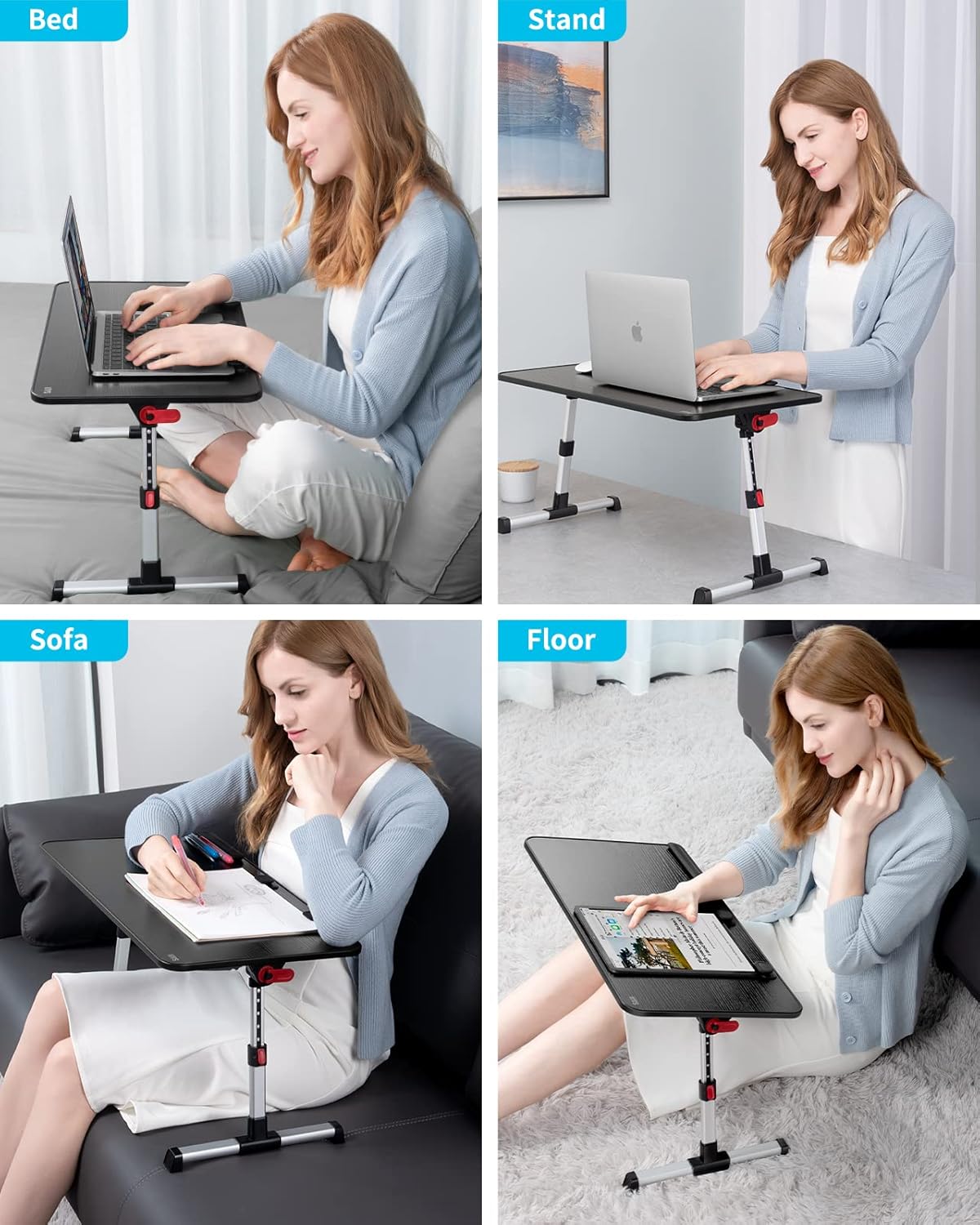 Mesa portátil ajustable 60 × 33 cm con inclinación y altura regulable – Saiji