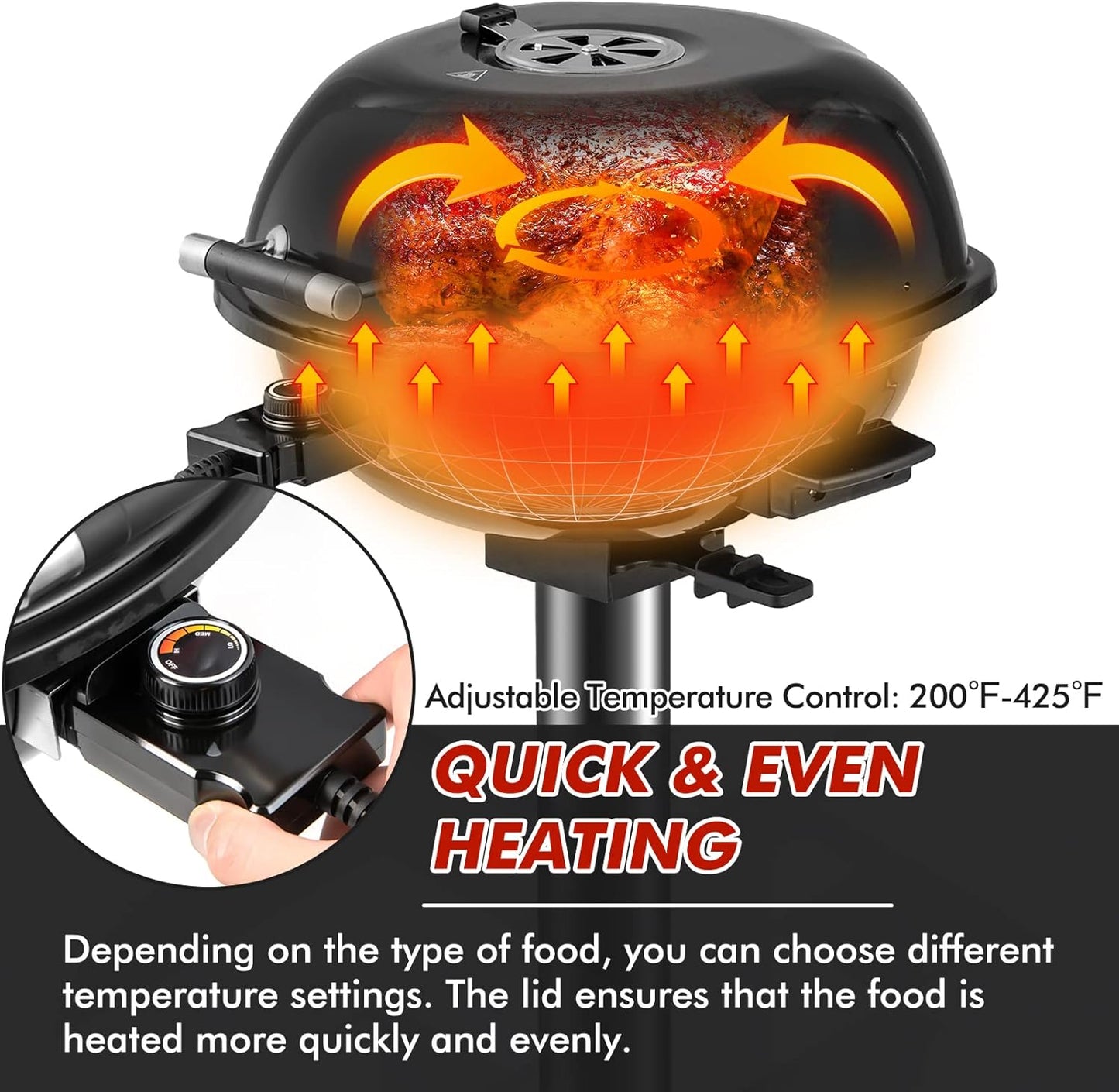Parrilla Eléctrica para barbacoas ORALNER 15 porciones – Interior / Exterior 1600 W