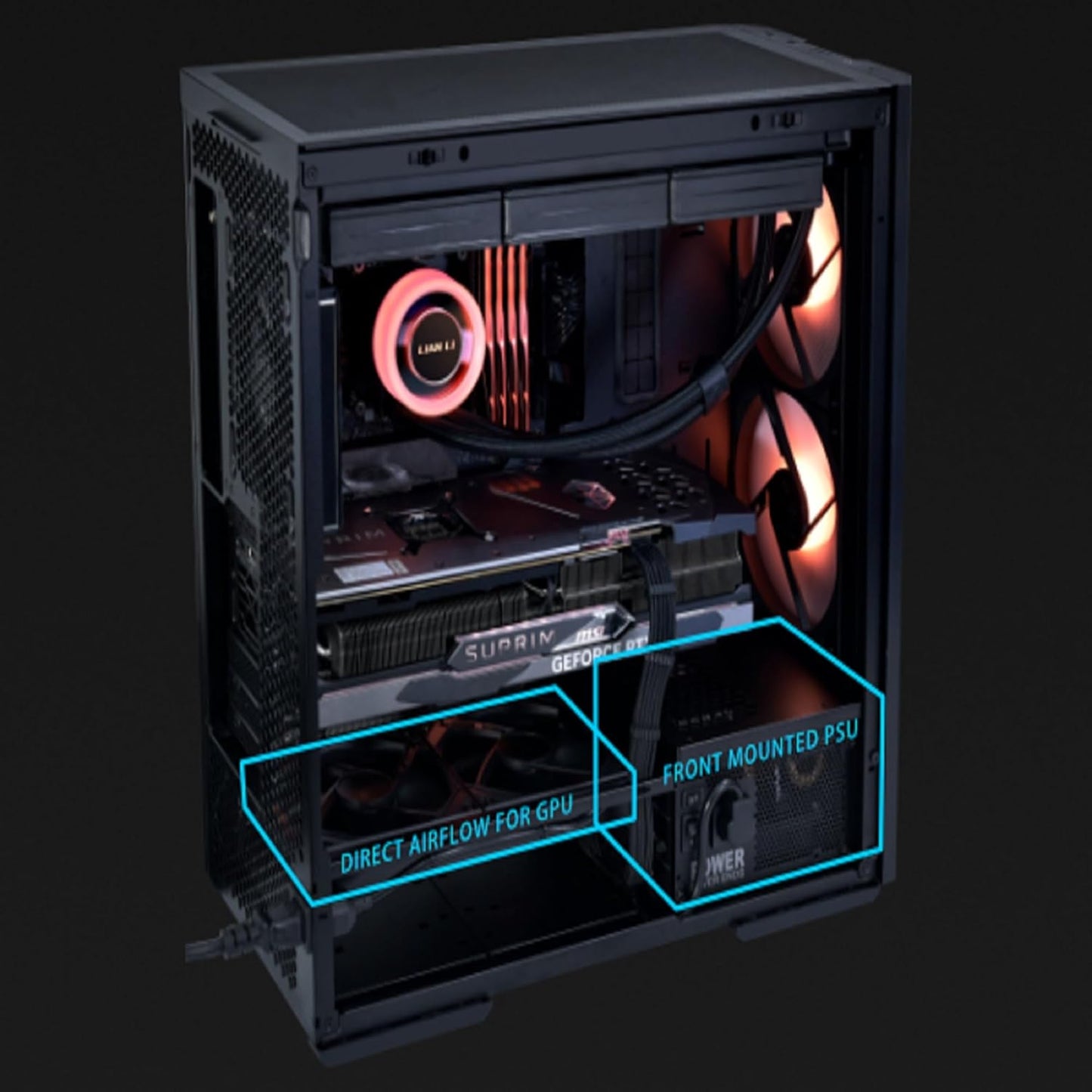 Case de computadora con ventiladores ARGB preinstalados, color blanco. LIAN LI LANCOOL 207