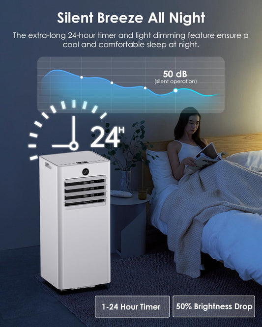 Aire Acondicionado Portátil 3 en 1 de 8,000 BTU — AC, Ventilador y Deshumidificador