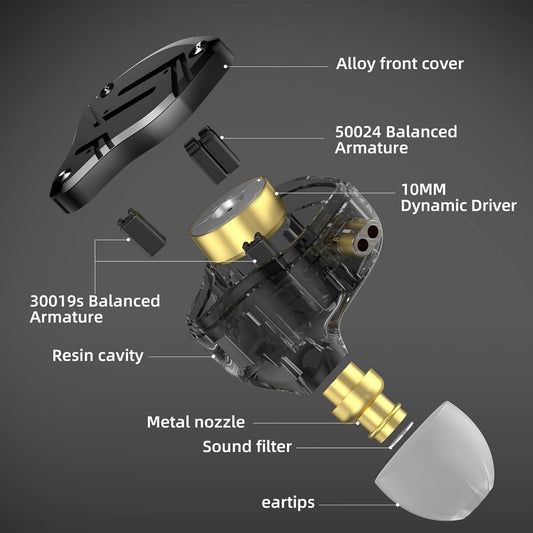 In ears KZ ZS10 Pro X de 10 drivers para monitoreo en vivo y Studio. 4BA 1DD KZ