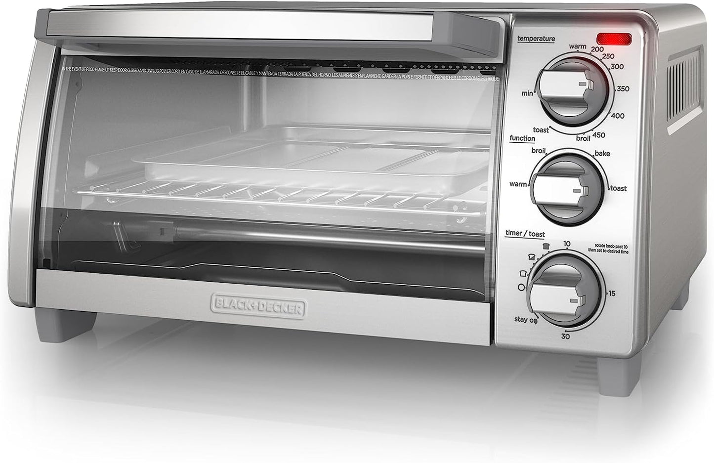 Horno de conveccion, Horno tostador de 4 rebanadas de acero inoxidable. Black + Decker
