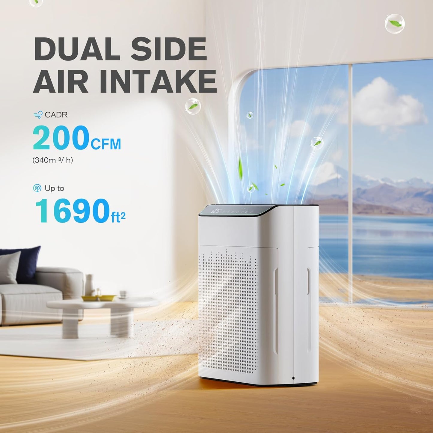 Purificador de aire WIFI/Alexa para habitación grande, con monitor de calidad del aire. MORENTO