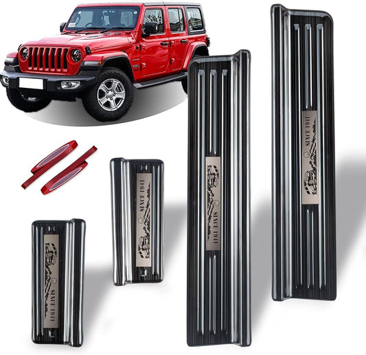 Protectores de entrada de puerta de acero inóxidable, Jeep Wrangler JL JLU 2018-2025 y Gladiator JT 2020-2025