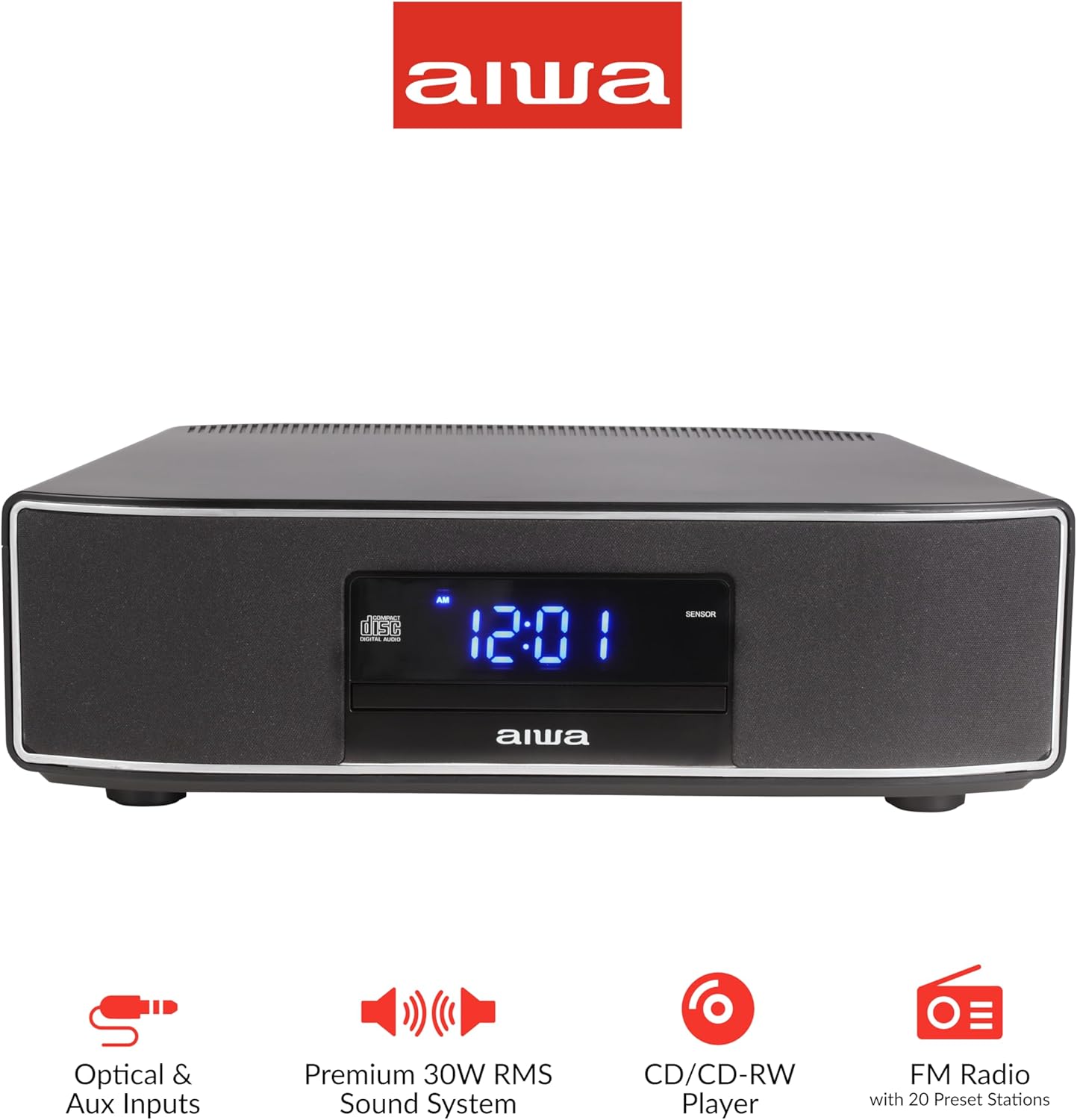 Parlante de 30 W, con bluetooth, reproductor de CD´s, entrada óptica y radio FM. AIWA Exos Home Speaker