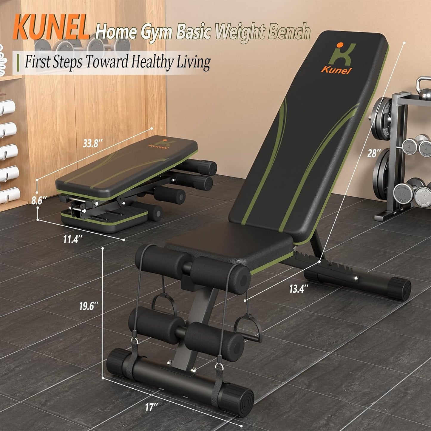 Banco de pesas ajustable plegable modelo “Kunel Adjustable Weight Bench”