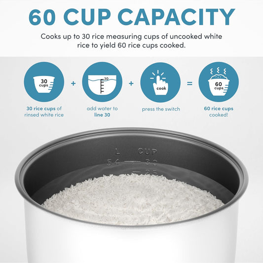 Olla Arrocera de 60 tazas para uso comercial (Aroma)