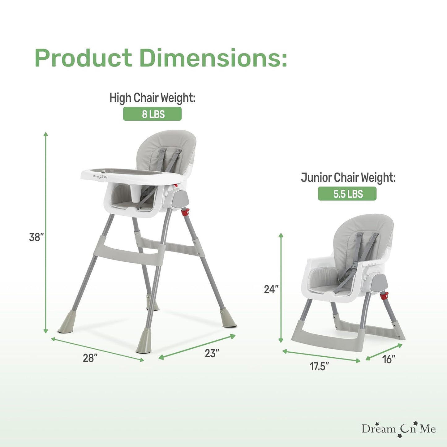 Silla para bebes 2 en 1, con mesita. Dream On Me