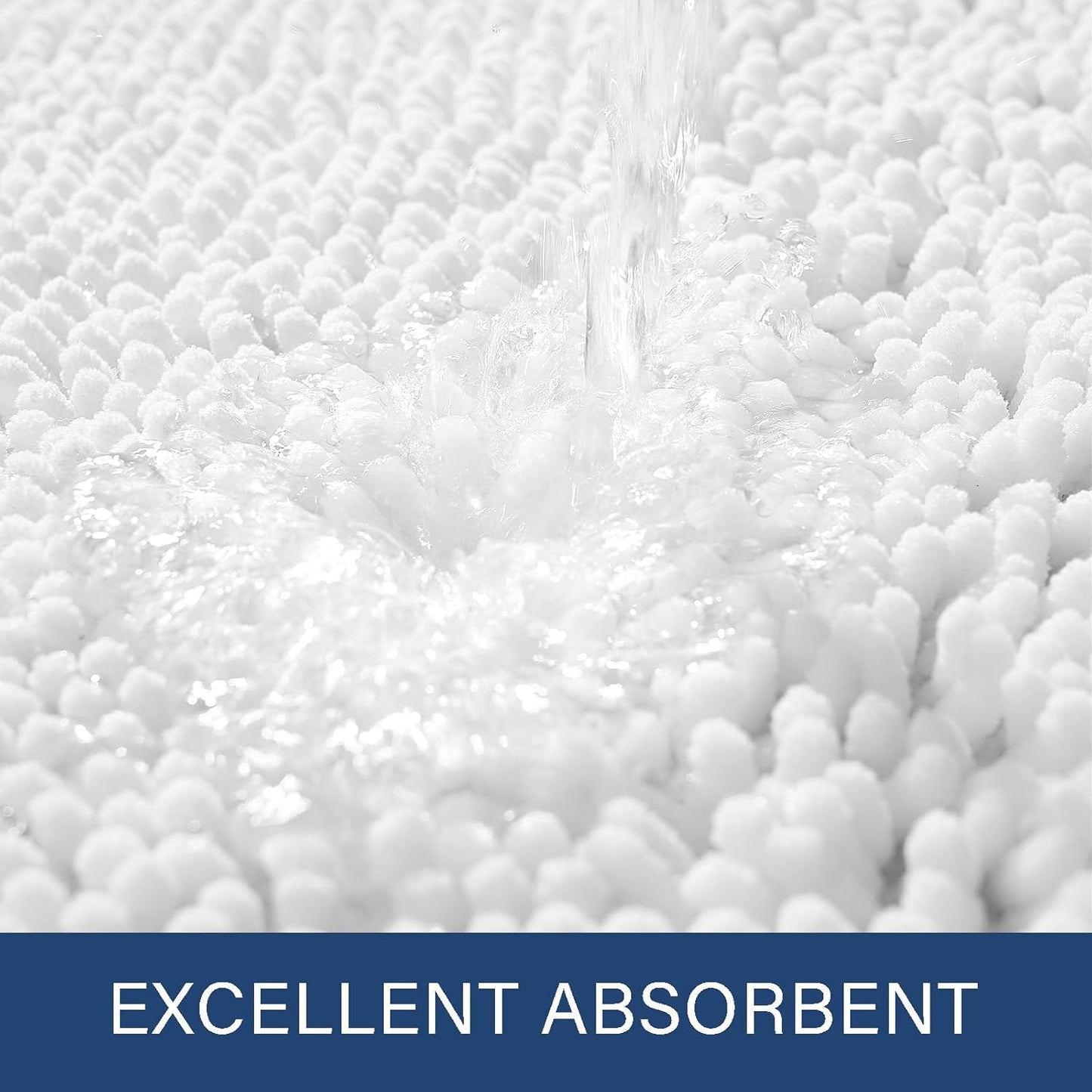 Alfombra de baño afelpada, absorbente ylavable 152cms x 61cms. color blanco