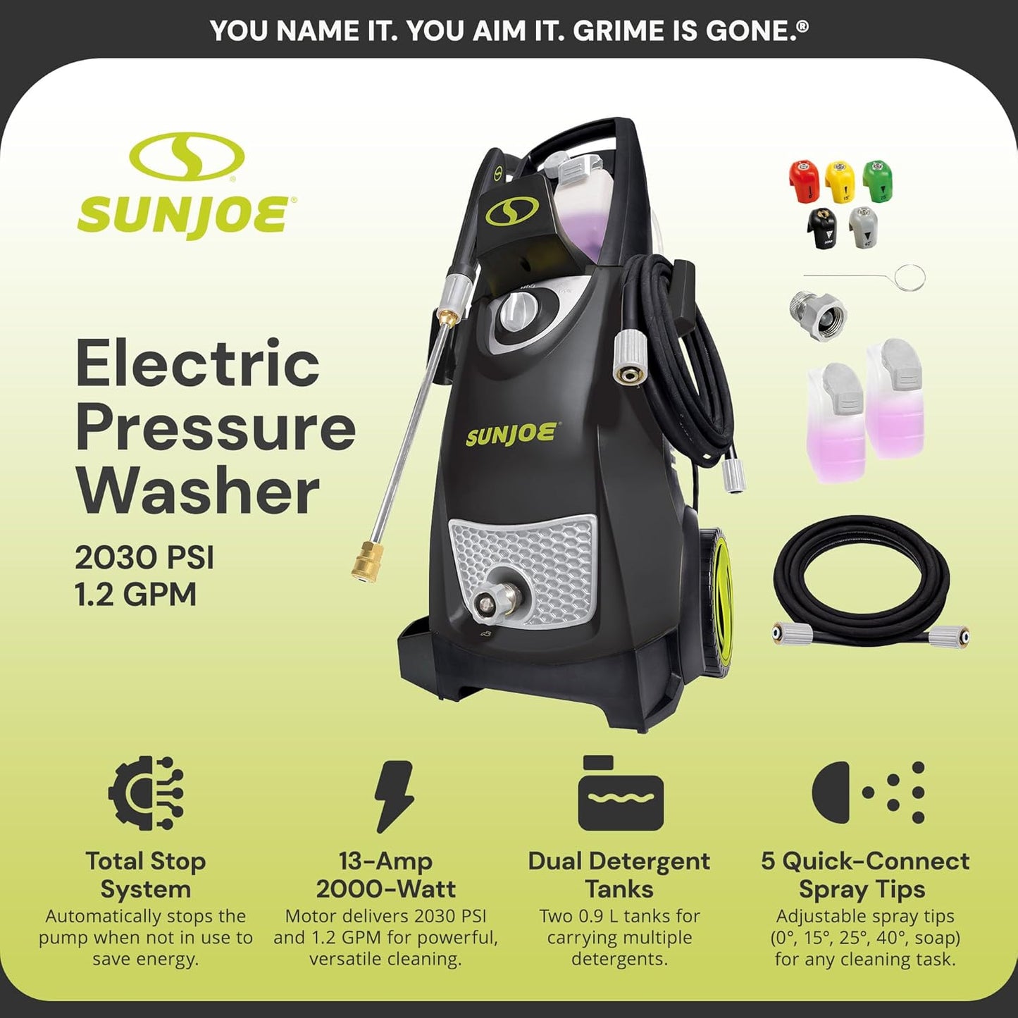Hidrolavadora de 2030 Max PSI 1.76 GPM 14.5-AMP. Sun Joe