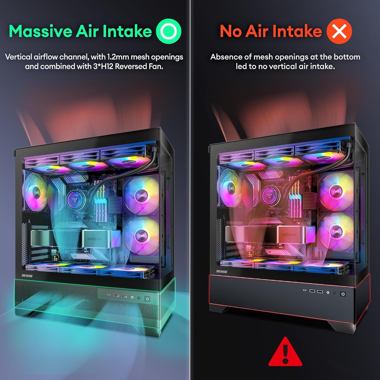 Case para computadora con ventiladores y vidrio templado frontal y lateral. Okinos Aqua 7