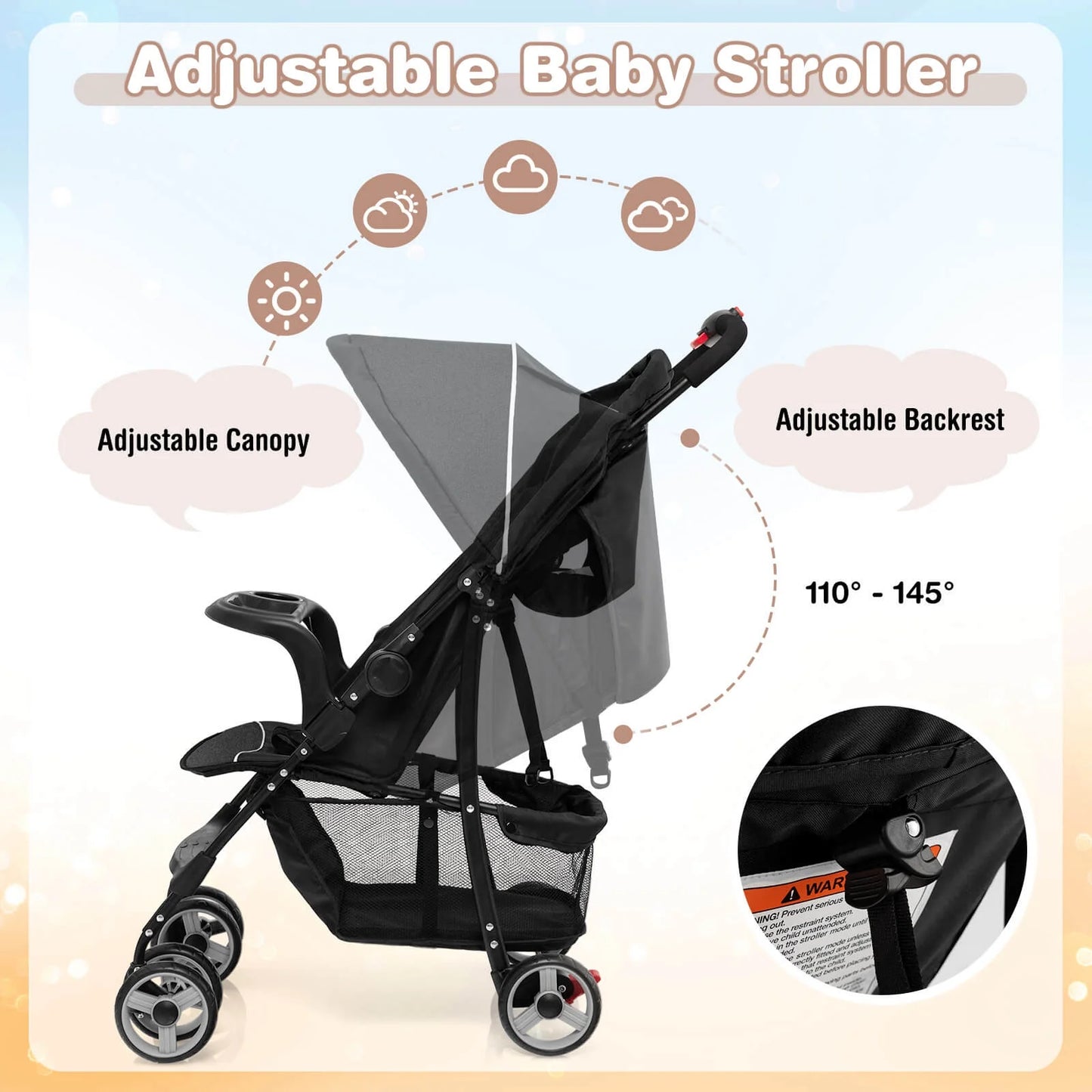 Coche para Bebé Plegable Ligero Costway – 0-36 Meses