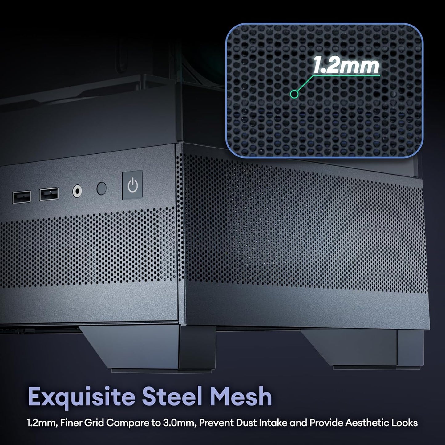 Case para computadora con ventiladores y vidrio templado frontal y lateral. Okinos Aqua 7