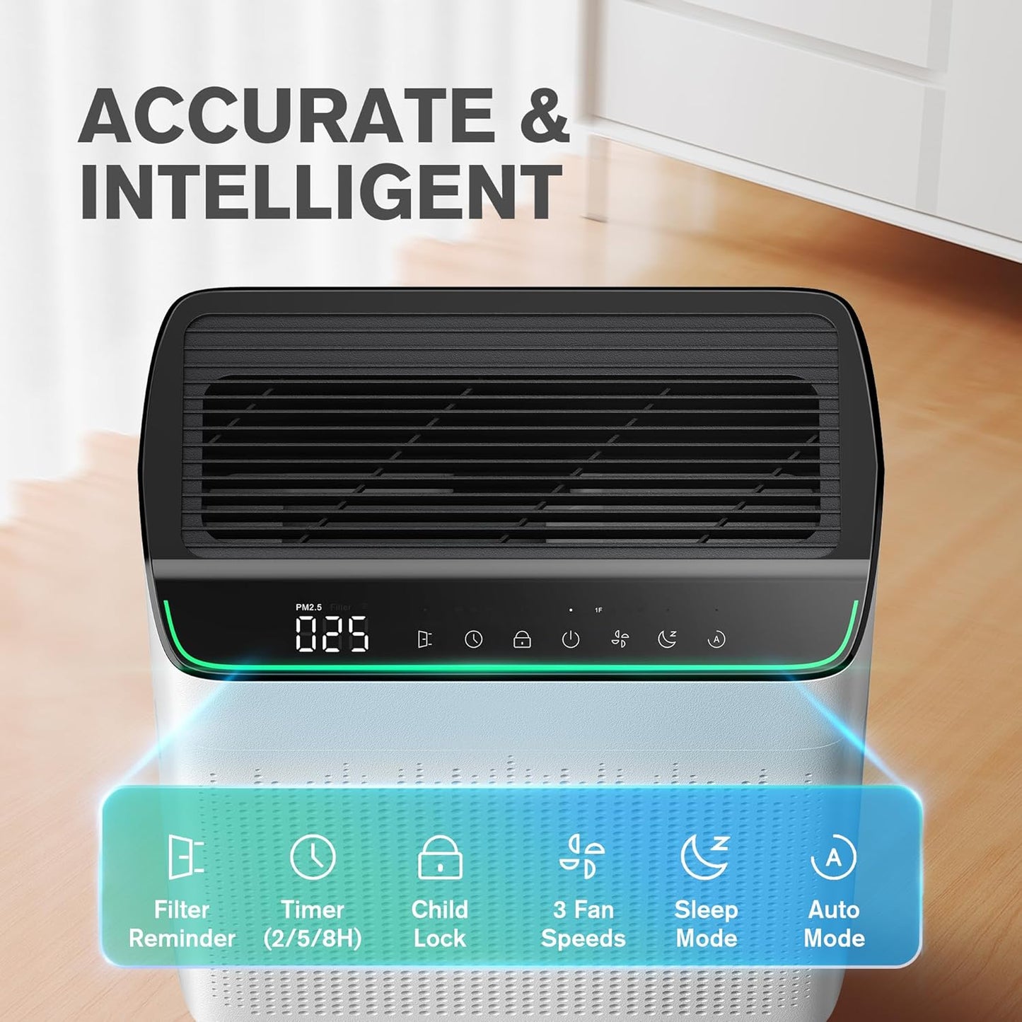 Purificador de aire WIFI/Alexa para habitación grande, con monitor de calidad del aire. MORENTO