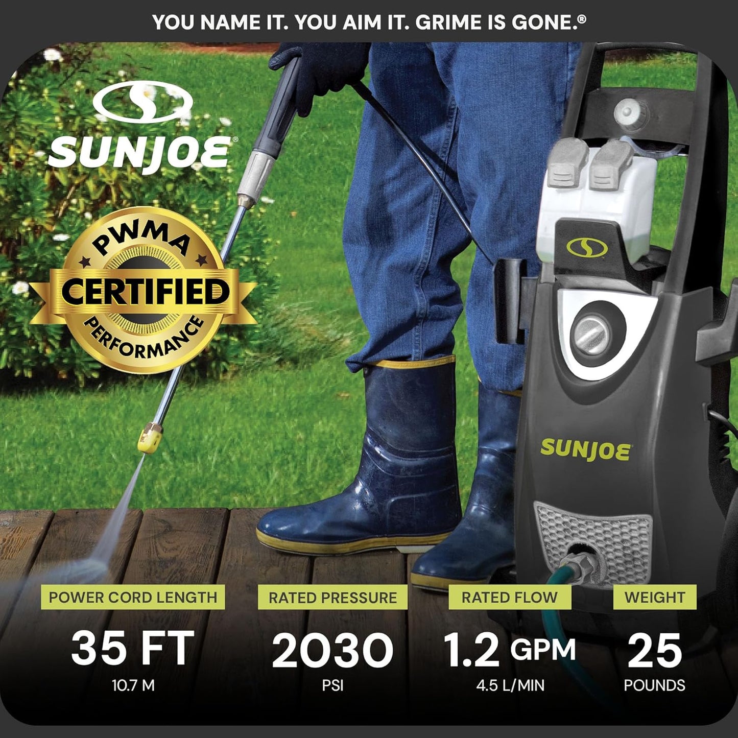 Hidrolavadora de 2030 Max PSI 1.76 GPM 14.5-AMP. Sun Joe